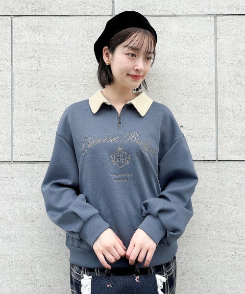 F i.n.t(フィント)の「エンブレムロゴ刺繍ハーフZIPスウェット/fint フィント(スウェット・レディース・グリーン/ブルー/ピンクベージュ・FREE)」の20枚目の写真