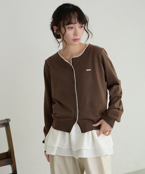 apres jour clair（アプレジュールクレア）の「【apres jour clair】レースカラーカーディガン（カーディガン/ボレロ・レディース・ネイビー/クリーム/アイボリー/グリーン/チャコールグレー/ブラウン系その他・X-LARGE/フリー）」の3枚目の写真