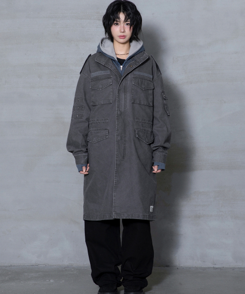 XTONZ(エクストーンズ)の「XJ143 ミリタリー ヴィンテージウォッシュ ロング m65 フィールドジャケット (CHARCOAL)(ミリタリージャケット・レディース・その他・LARGE/MEDIUM)」の17枚目の写真