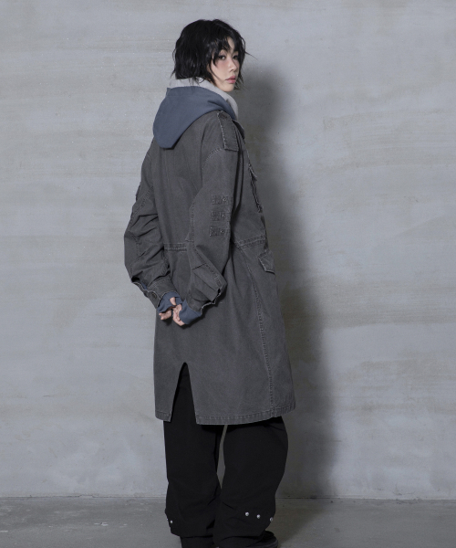 XTONZ(エクストーンズ)の「XJ143 ミリタリー ヴィンテージウォッシュ ロング m65 フィールドジャケット (CHARCOAL)(ミリタリージャケット・レディース・その他・LARGE/MEDIUM)」の12枚目の写真