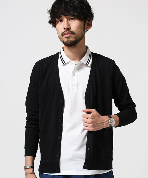 NANO universe（ナノユニバース）の「コットンスラブカーディガン L/S（カーディガン/ボレロ・メンズ・カーキ/ブルー/トップグレー/ネイビー/ブラック・SMALL/LARGE/MEDIUM）」の2枚目の写真