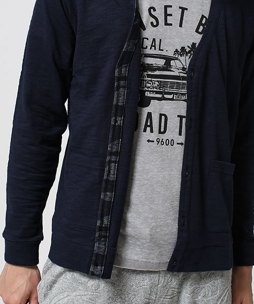 NANO universe（ナノユニバース）の「コットンスラブカーディガン L/S（カーディガン/ボレロ・メンズ・カーキ/ブルー/トップグレー/ネイビー/ブラック・SMALL/LARGE/MEDIUM）」の7枚目の写真