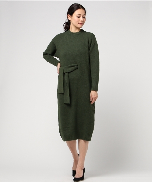 SLY（スライ）の「WAIST TIE MG LONG OP（ワンピース・レディース・キャメル/トップグレー/オフホワイト/ダークグリーン・FREE）」の16枚目の写真