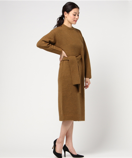 SLY（スライ）の「WAIST TIE MG LONG OP（ワンピース・レディース・キャメル/トップグレー/オフホワイト/ダークグリーン・FREE）」の10枚目の写真