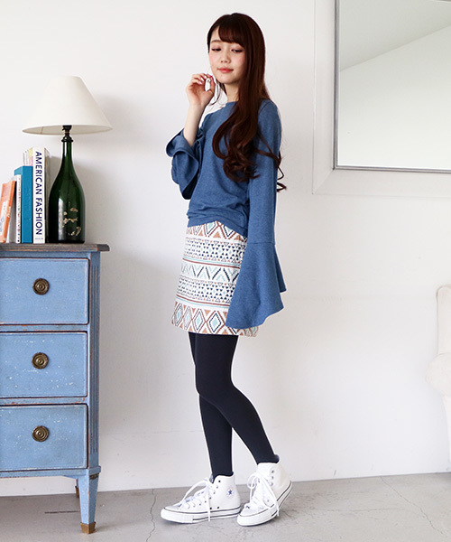 N.(N. Natural Beauty Basic)(エヌエヌナチュラルビューティーベーシック)の「トライバルジャガードミニスカート(スカート・レディース・ブルー/グリーン・MEDIUM)」の19枚目の写真