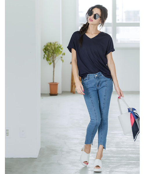 Re:EDIT（リエディ）の「[Nwe color][特徴的なラインが目を惹く]オープントゥヒールサンダルシューズ/サンダル/ヒールサンダル[リエディ]サボサンダル オープントゥ チャンキーヒール デニム 太ヒール コルク クッションソール（サンダル・レディース・ベージュ/パープル/ブルー系その他/ウッド/ホワイト/ピンク/ブラック/マスタード/ブルー/レッド・SMALL/MEDIUM/LARGE/X-LARGE）」の22枚目の写真