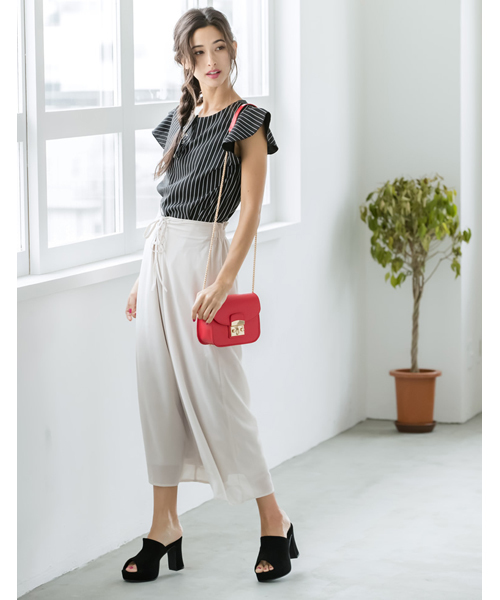 Re:EDIT（リエディ）の「[Nwe color][特徴的なラインが目を惹く]オープントゥヒールサンダルシューズ/サンダル/ヒールサンダル[リエディ]サボサンダル オープントゥ チャンキーヒール デニム 太ヒール コルク クッションソール（サンダル・レディース・ベージュ/パープル/ブルー系その他/ウッド/ホワイト/ピンク/ブラック/マスタード/ブルー/レッド・SMALL/MEDIUM/LARGE/X-LARGE）」の19枚目の写真