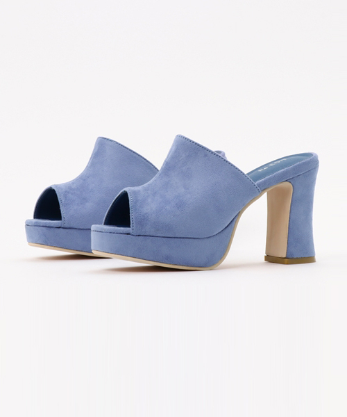 Re:EDIT（リエディ）の「[Nwe color][特徴的なラインが目を惹く]オープントゥヒールサンダルシューズ/サンダル/ヒールサンダル[リエディ]サボサンダル オープントゥ チャンキーヒール デニム 太ヒール コルク クッションソール（サンダル・レディース・ベージュ/パープル/ブルー系その他/ウッド/ホワイト/ピンク/ブラック/マスタード/ブルー/レッド・SMALL/MEDIUM/LARGE/X-LARGE）」の7枚目の写真