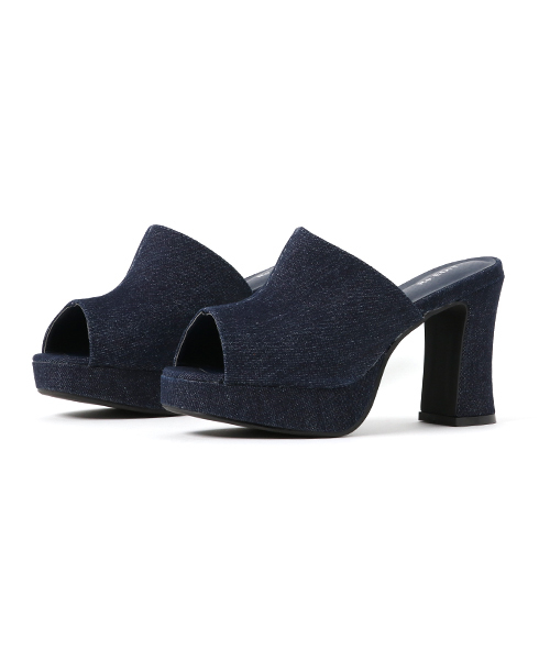 Re:EDIT（リエディ）の「[Nwe color][特徴的なラインが目を惹く]オープントゥヒールサンダルシューズ/サンダル/ヒールサンダル[リエディ]サボサンダル オープントゥ チャンキーヒール デニム 太ヒール コルク クッションソール（サンダル・レディース・ベージュ/パープル/ブルー系その他/ウッド/ホワイト/ピンク/ブラック/マスタード/ブルー/レッド・SMALL/MEDIUM/LARGE/X-LARGE）」の6枚目の写真