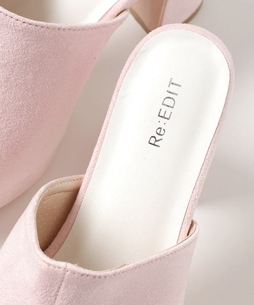 Re:EDIT（リエディ）の「[Nwe color][特徴的なラインが目を惹く]オープントゥヒールサンダルシューズ/サンダル/ヒールサンダル[リエディ]サボサンダル オープントゥ チャンキーヒール デニム 太ヒール コルク クッションソール（サンダル・レディース・ベージュ/パープル/ブルー系その他/ウッド/ホワイト/ピンク/ブラック/マスタード/ブルー/レッド・SMALL/MEDIUM/LARGE/X-LARGE）」の15枚目の写真