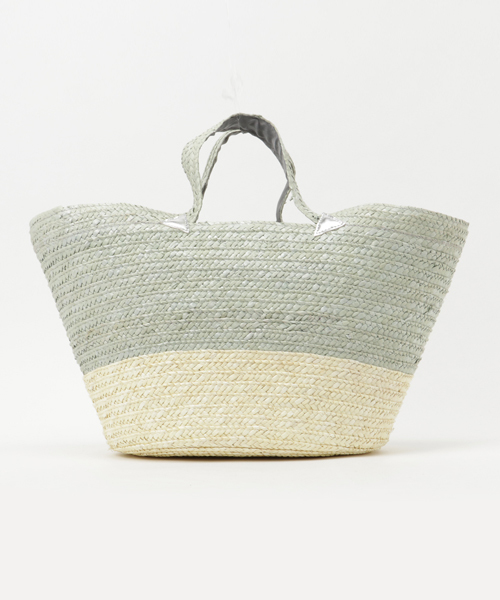 KOBE LETTUCE（コウベレタス）の「円形の大きなマチでたっぷり大容量！グログランリボン付き☆バイカラー丸底カゴバッグ/かごバッグ/トート/レディース/神戸レタス[B1029]（かごバッグ・レディース・ホワイト系その他/ブルー系その他/ブラック系その他/ブラック/グレー系その他/ピンク系その他・FREE）」の11枚目の写真