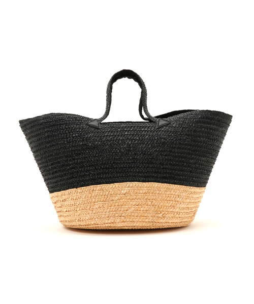 KOBE LETTUCE（コウベレタス）の「円形の大きなマチでたっぷり大容量！グログランリボン付き☆バイカラー丸底カゴバッグ/かごバッグ/トート/レディース/神戸レタス[B1029]（かごバッグ・レディース・ホワイト系その他/ブルー系その他/ブラック系その他/ブラック/グレー系その他/ピンク系その他・FREE）」の3枚目の写真