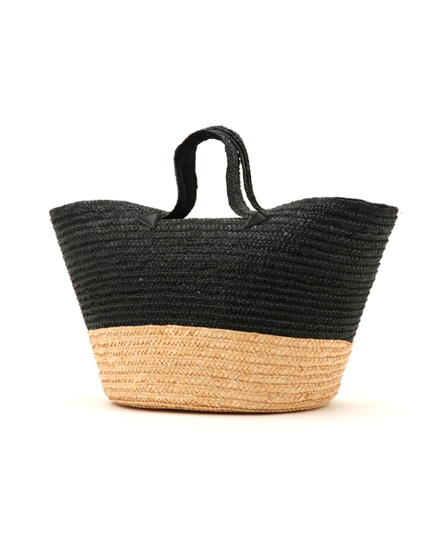 KOBE LETTUCE（コウベレタス）の「円形の大きなマチでたっぷり大容量！グログランリボン付き☆バイカラー丸底カゴバッグ/かごバッグ/トート/レディース/神戸レタス[B1029]（かごバッグ・レディース・ホワイト系その他/ブルー系その他/ブラック系その他/ブラック/グレー系その他/ピンク系その他・FREE）」の8枚目の写真