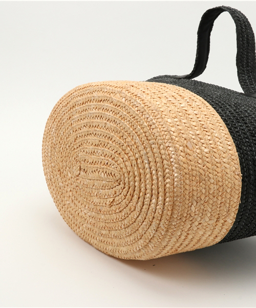 KOBE LETTUCE（コウベレタス）の「円形の大きなマチでたっぷり大容量！グログランリボン付き☆バイカラー丸底カゴバッグ/かごバッグ/トート/レディース/神戸レタス[B1029]（かごバッグ・レディース・ホワイト系その他/ブルー系その他/ブラック系その他/ブラック/グレー系その他/ピンク系その他・FREE）」の15枚目の写真