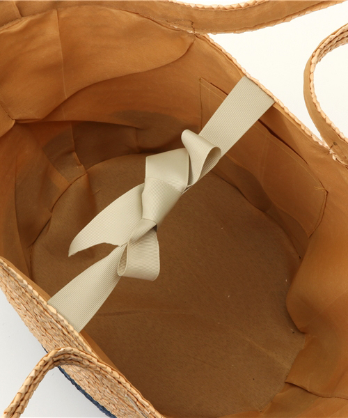 KOBE LETTUCE（コウベレタス）の「円形の大きなマチでたっぷり大容量！グログランリボン付き☆バイカラー丸底カゴバッグ/かごバッグ/トート/レディース/神戸レタス[B1029]（かごバッグ・レディース・ホワイト系その他/ブルー系その他/ブラック系その他/ブラック/グレー系その他/ピンク系その他・FREE）」の18枚目の写真