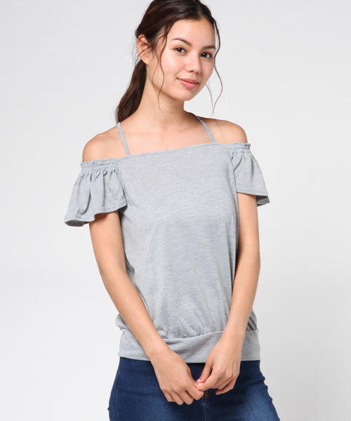GeeRA（ジーラ）の「バッククロスオフショル２ＷＡＹトップス　  （Tシャツ/カットソー・レディース・オレンジ/カーキ/オフホワイト/ブラック/杢グレー・LARGE/MEDIUM/X-LARGE/SMALL）」の3枚目の写真