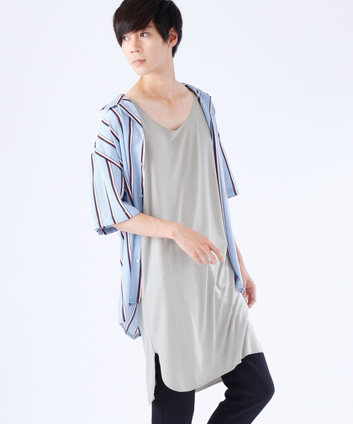 MONO-MART(モノマート)の「スーパービッグシルエットロングタンクトップ/TRストレッチ(タンクトップ・メンズ・ピンク/ブラック/グレー系その他/オフホワイト/チャコール・FREE)」の4枚目の写真