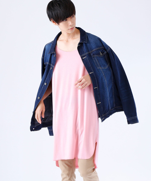 MONO-MART(モノマート)の「スーパービッグシルエットロングタンクトップ/TRストレッチ(タンクトップ・メンズ・ピンク/ブラック/グレー系その他/オフホワイト/チャコール・FREE)」の1枚目の写真