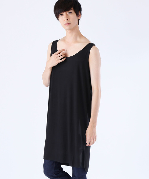 MONO-MART(モノマート)の「スーパービッグシルエットロングタンクトップ/TRストレッチ(タンクトップ・メンズ・ピンク/ブラック/グレー系その他/オフホワイト/チャコール・FREE)」の3枚目の写真