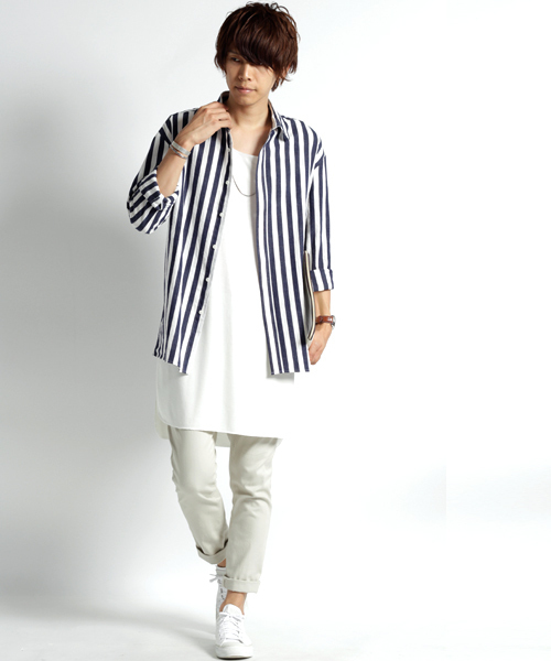 MONO-MART(モノマート)の「スーパービッグシルエットロングタンクトップ/TRストレッチ(タンクトップ・メンズ・ピンク/ブラック/グレー系その他/オフホワイト/チャコール・FREE)」の6枚目の写真