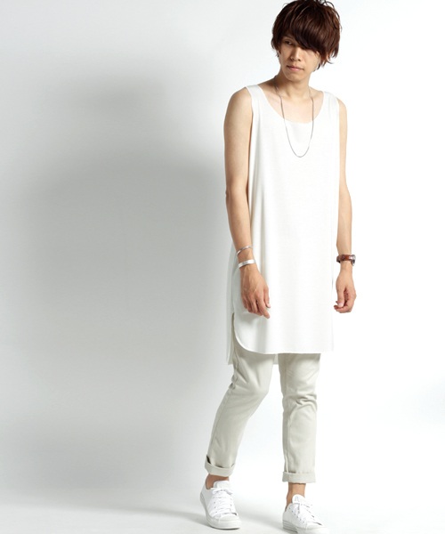 MONO-MART(モノマート)の「スーパービッグシルエットロングタンクトップ/TRストレッチ(タンクトップ・メンズ・ピンク/ブラック/グレー系その他/オフホワイト/チャコール・FREE)」の16枚目の写真