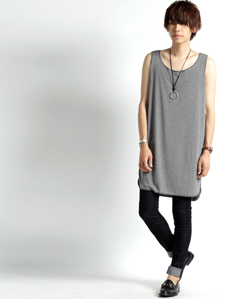 MONO-MART(モノマート)の「スーパービッグシルエットロングタンクトップ/TRストレッチ(タンクトップ・メンズ・ピンク/ブラック/グレー系その他/オフホワイト/チャコール・FREE)」の22枚目の写真