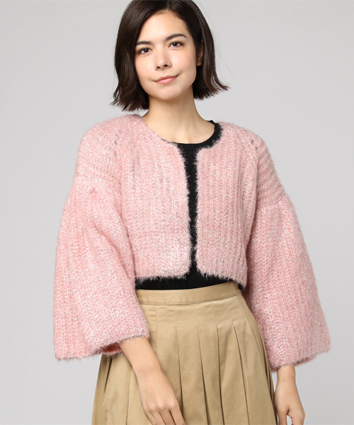 onespo（ワンスポ）の「ラメモヘアカーデ（カーディガン/ボレロ・レディース・ブラック/ピンク/イエロー/アイボリー・M）」の13枚目の写真