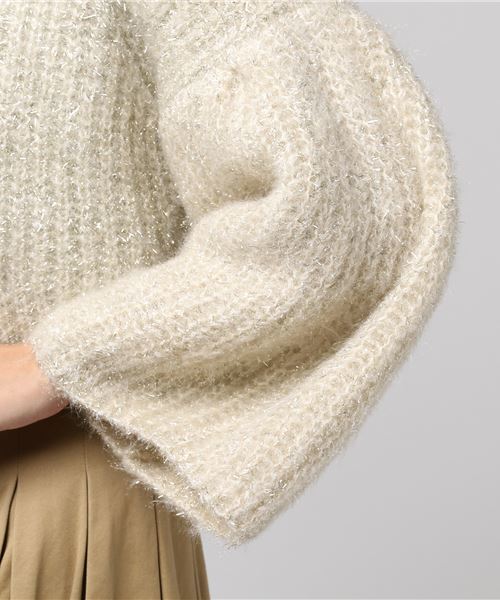 onespo（ワンスポ）の「ラメモヘアカーデ（カーディガン/ボレロ・レディース・ブラック/ピンク/イエロー/アイボリー・M）」の8枚目の写真