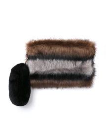 un dix cors | ボーダー柄ファーポーチ(ハンドバッグ)