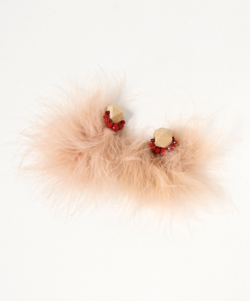 TONE SELECT GOODS(トーンセレクトグッズ)の「【nocca】【14kgf】wooden jewelry fur pierce(ピアス(両耳用)・レディース・ホワイト/レッド/ブルー・FREE)」の2枚目の写真
