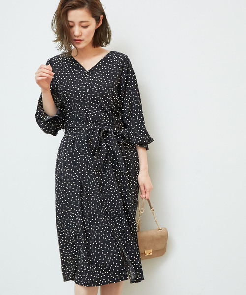 ROPE' PICNIC（ロペピクニック）の「【WEB限定】【マルチWAY】ドットカシュクールワンピース（ワンピース・レディース・ブラック/オフホワイト・38）」の2枚目の写真