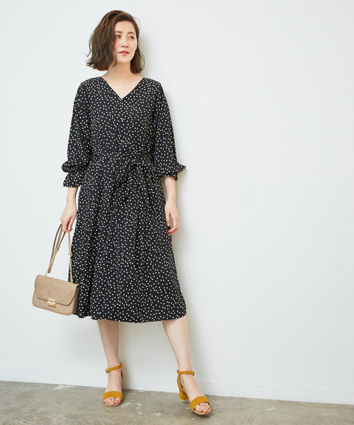 ROPE' PICNIC（ロペピクニック）の「【WEB限定】【マルチWAY】ドットカシュクールワンピース（ワンピース・レディース・ブラック/オフホワイト・38）」の14枚目の写真