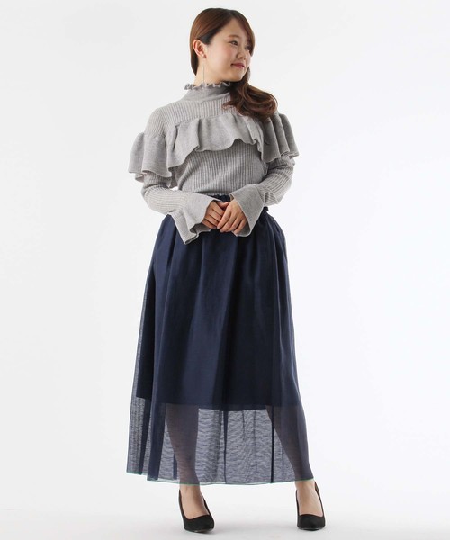 Burner（バーナー）の「【Audrey and John Wad】裾ラインロングスカート（スカート・レディース・ブラック/ネイビー・FREE）」の8枚目の写真