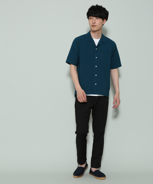 JUNRED（ジュンレッド）の「リップルドレープ開襟シャツ（シャツ/ブラウス・メンズ・ホワイト/ブラック/モスグリーン・LL/M/L）」の9枚目の写真