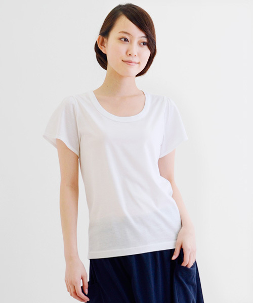 NIMES（ニーム）の「Ly/C天竺/テレコ 半袖P/O（Tシャツ/カットソー・レディース・トップグレー/ブルー/ブラック/パープル/オフホワイト・ONE SIZE）」の2枚目の写真