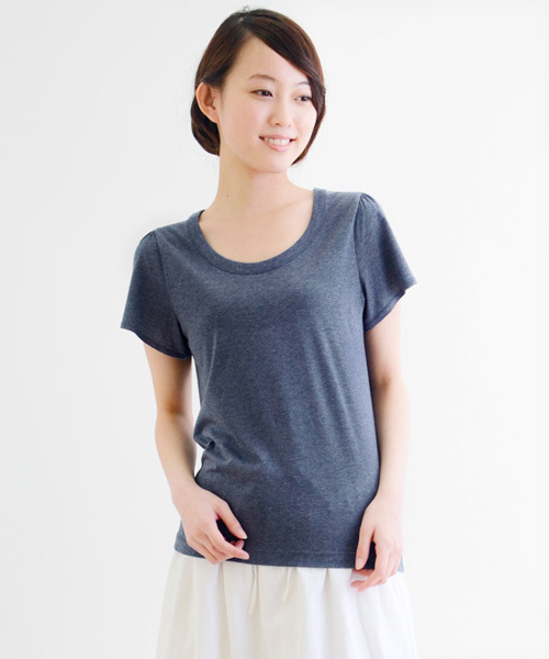 NIMES（ニーム）の「Ly/C天竺/テレコ 半袖P/O（Tシャツ/カットソー・レディース・トップグレー/ブルー/ブラック/パープル/オフホワイト・ONE SIZE）」の5枚目の写真