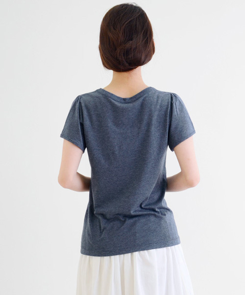 NIMES（ニーム）の「Ly/C天竺/テレコ 半袖P/O（Tシャツ/カットソー・レディース・トップグレー/ブルー/ブラック/パープル/オフホワイト・ONE SIZE）」の7枚目の写真