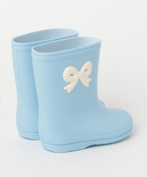 POMPKINS（ポプキンズ）の「【POMPKINS】リボンワッペンレインシューズ（レインシューズ・キッズ・ネイビー/サックスブルー/アイボリー・13/17/19/15 /18/14/16/20）」の4枚目の写真