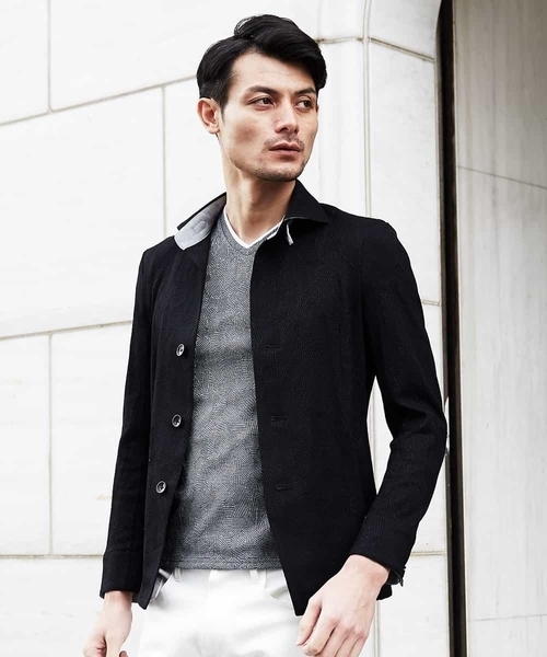 MICHEL KLEIN HOMME (ミッシェルクランオム)の「シャツブルゾン(TSメイサイ)(シャツ/ブラウス・メンズ・カーキ/ライトグレー/ブラック・46/51/48)」の5枚目の写真