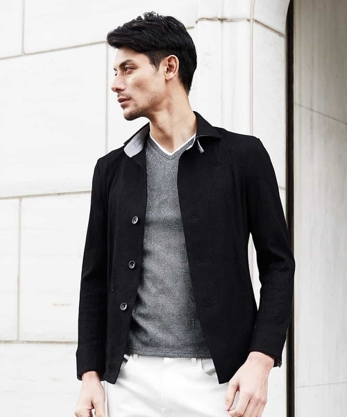 MICHEL KLEIN HOMME (ミッシェルクランオム)の「シャツブルゾン(TSメイサイ)(シャツ/ブラウス・メンズ・カーキ/ライトグレー/ブラック・46/51/48)」の6枚目の写真