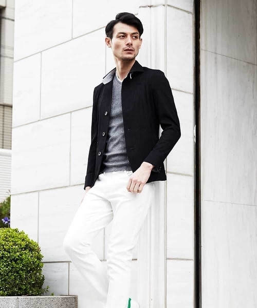 MICHEL KLEIN HOMME (ミッシェルクランオム)の「シャツブルゾン(TSメイサイ)(シャツ/ブラウス・メンズ・カーキ/ライトグレー/ブラック・46/51/48)」の7枚目の写真