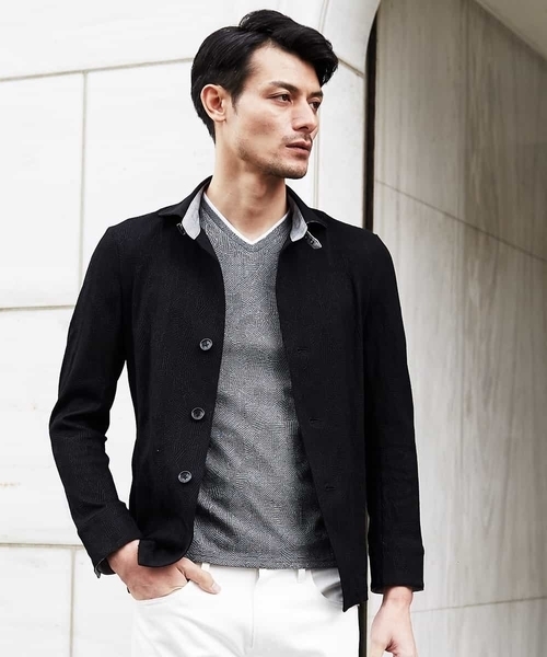 MICHEL KLEIN HOMME (ミッシェルクランオム)の「シャツブルゾン(TSメイサイ)(シャツ/ブラウス・メンズ・カーキ/ライトグレー/ブラック・46/51/48)」の4枚目の写真
