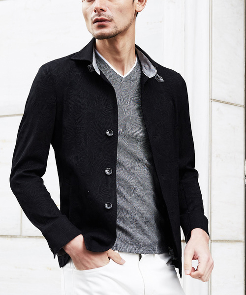 MICHEL KLEIN HOMME (ミッシェルクランオム)の「シャツブルゾン(TSメイサイ)(シャツ/ブラウス・メンズ・カーキ/ライトグレー/ブラック・46/51/48)」の1枚目の写真