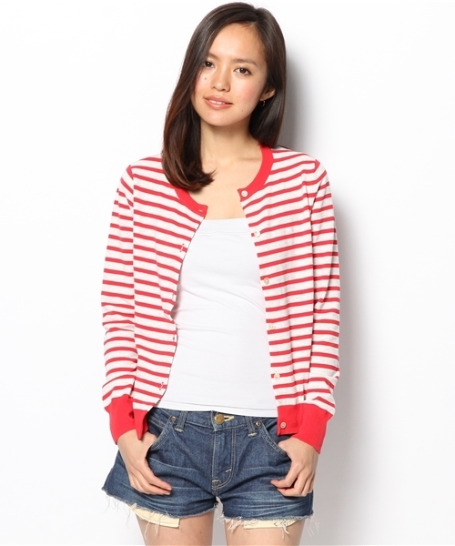 Ray BEAMS（レイビームス）の「○Ray BEAMS / ボーダークルーネックカーディガン（カーディガン/ボレロ・レディース・レッド/ブルー/ネイビー・ONE SIZE）」の10枚目の写真