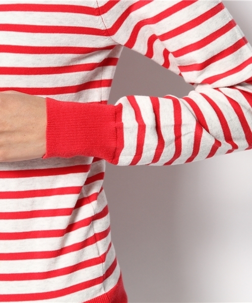 Ray BEAMS（レイビームス）の「○Ray BEAMS / ボーダークルーネックカーディガン（カーディガン/ボレロ・レディース・レッド/ブルー/ネイビー・ONE SIZE）」の4枚目の写真