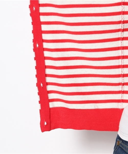 Ray BEAMS（レイビームス）の「○Ray BEAMS / ボーダークルーネックカーディガン（カーディガン/ボレロ・レディース・レッド/ブルー/ネイビー・ONE SIZE）」の5枚目の写真