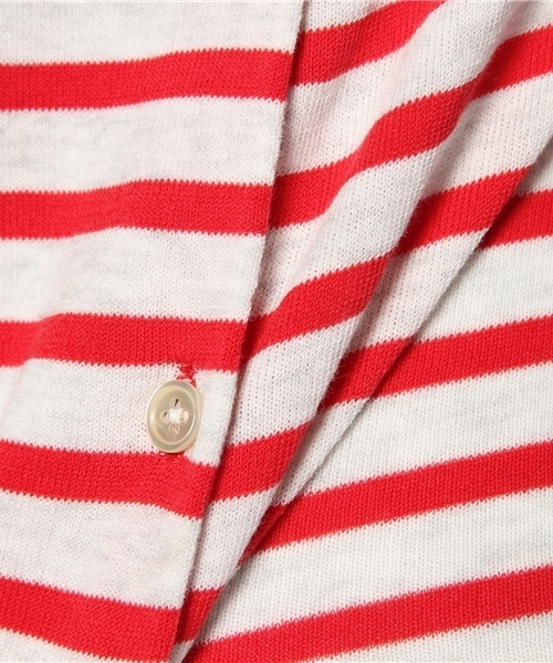 Ray BEAMS（レイビームス）の「○Ray BEAMS / ボーダークルーネックカーディガン（カーディガン/ボレロ・レディース・レッド/ブルー/ネイビー・ONE SIZE）」の6枚目の写真