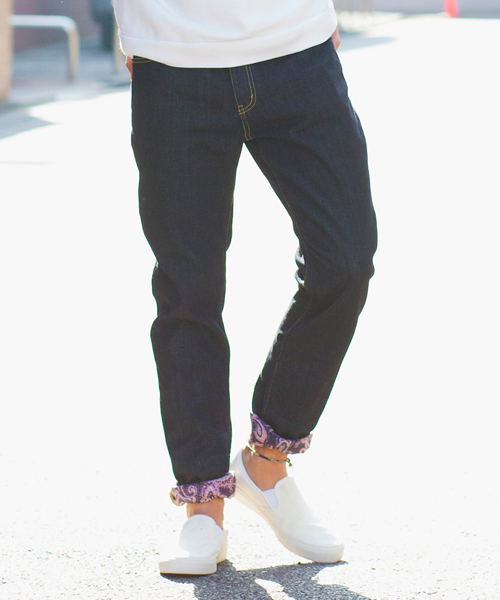 BEAUTY&YOUTH UNITED ARROWS（ビューティーアンドユースユナイテッドアローズ）の「【WEB限定】by∴ デニム ロールアップ 5P テーパードパンツ◆（デニムパンツ・メンズ・ネイビー/ライトブルー・LARGE/X-LARGE/SMALL/MEDIUM/X-SMALL）」の2枚目の写真