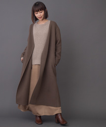 Munich | イタリーダブルフェイスウール　ノーカラーコート(ノーカラーコート)