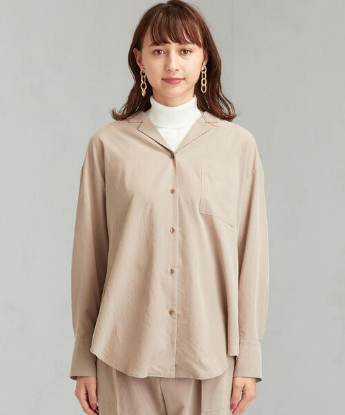 green label relaxing(グリーンレーベルリラクシング)の「FM オープンカラー シャツ(シャツ/ブラウス・レディース・ベージュ/ネイビー/ブラウン・FREE)」の13枚目の写真